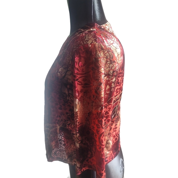 Tradition Red & Gold Toned Floral Top Sz.M - Picture 5 of 7